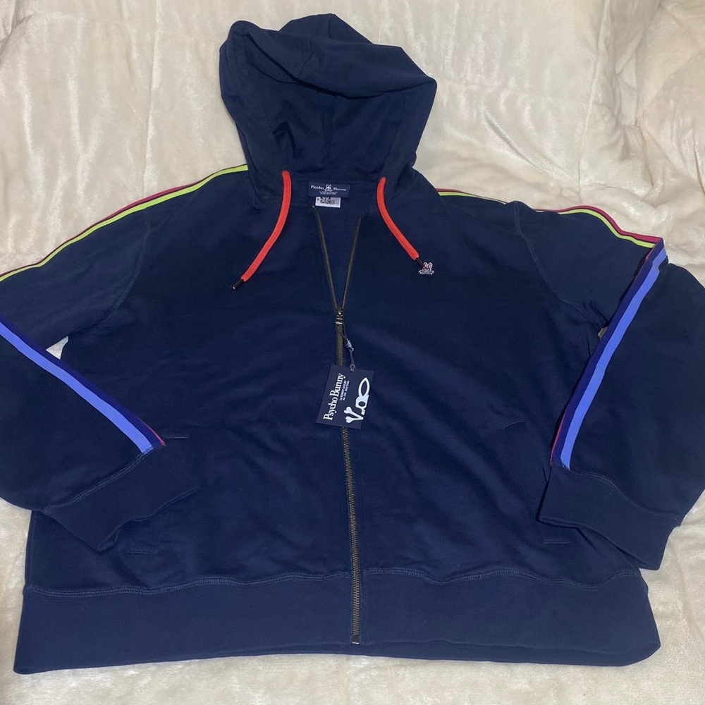 Beautiful NWT Psycho Bunny Navy Blue Mens Hoodie XXL 100%cotton - Picture 3 of 3